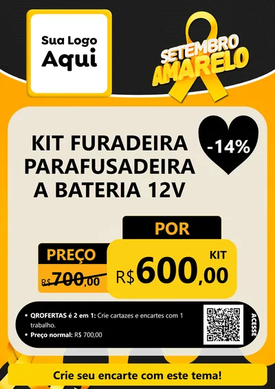 Modelo de Cartaz para Cartaz A4 Vertical com o tema Setembro Amarelo para Maquinas e Ferramentas