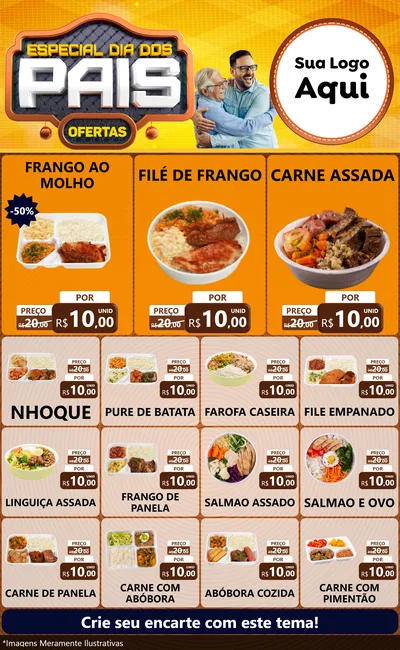 Modelo de Encarte para Encarte Grande com o tema Especial Dia dos Pais para Restaurante