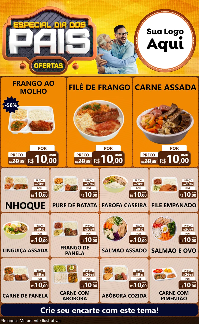 Modelo de Encarte para Encarte Grande com o tema Especial Dia dos Pais para Restaurante