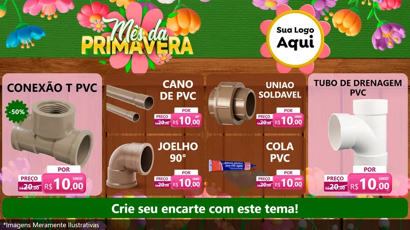 Modelo de TV para TV Horizontal com o tema Mês da Primavera para Tubos e conexões