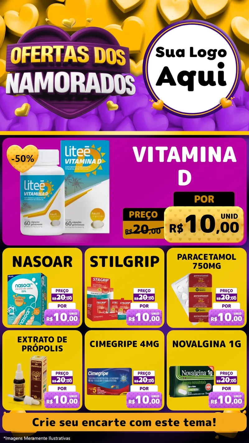 Modelo de Rede Social para Stories com o tema Oferta Dos Namorados para Farmácia