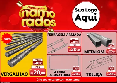 Modelo de Encarte para Encarte A4 Horizontal com o tema Semana dos namorados para Ferragens
