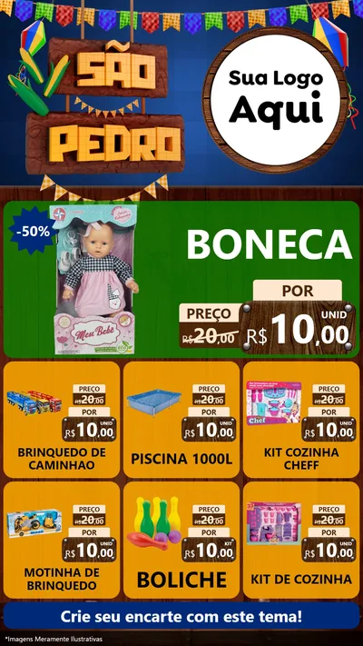 Modelo de Rede Social para Stories com o tema São Pedro para Brinquedos