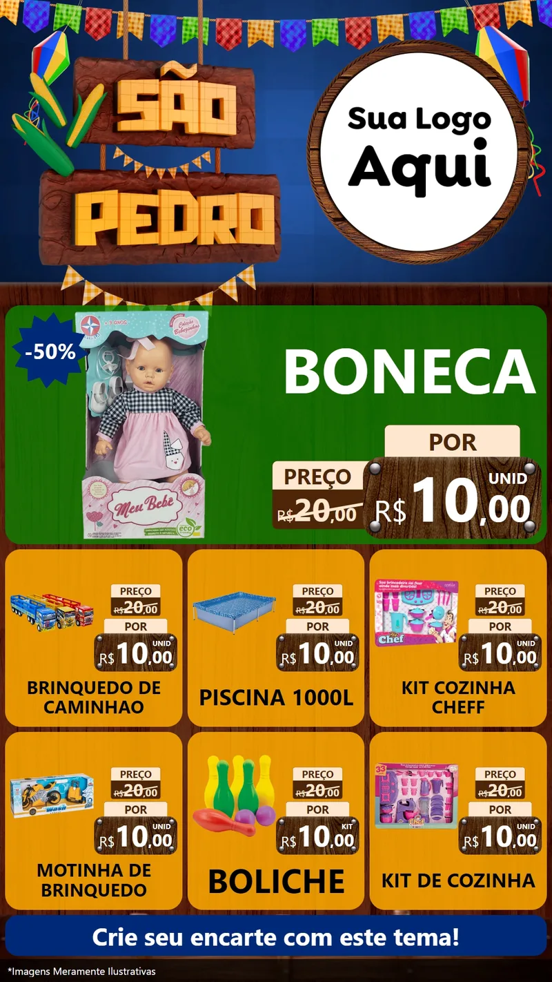 Modelo de Rede Social para Stories com o tema São Pedro para Brinquedos