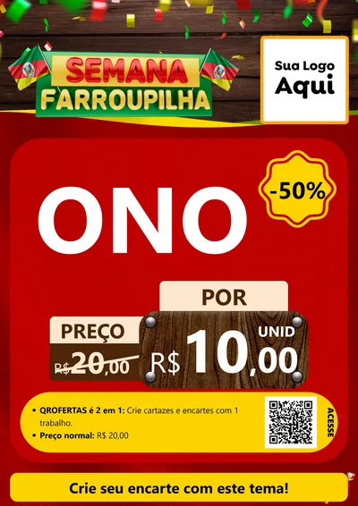 Modelo de Cartaz para Cartaz A4 Vertical com o tema Semana Farroupilha para Óticas