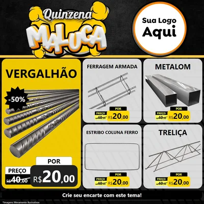 Modelo de Rede Social para Feed Facebook com o tema Quinzena Maluca para Ferragens