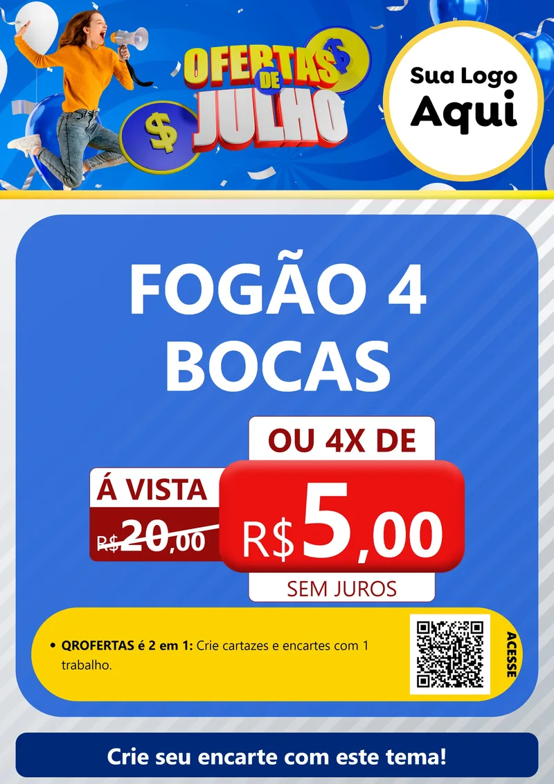 Modelo de Cartaz para Cartaz A4 Vertical com o tema Ofertas de Julho para Móveis e Eletro