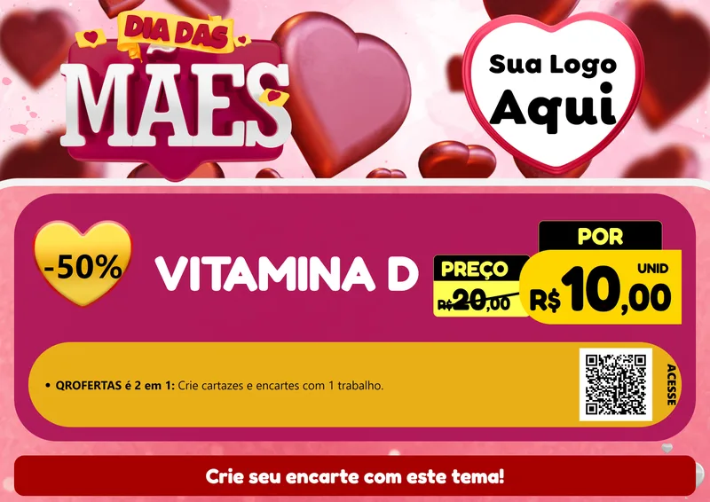 Modelo de Cartaz para Cartaz A4 Horizontal com o tema Dia Das Mães para Farmácia