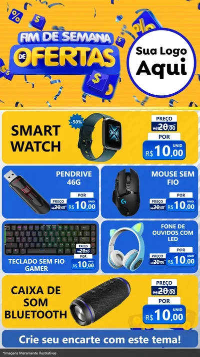 Modelo de TV para TV Vertical com o tema Fim de Semana de Ofertas para Informática