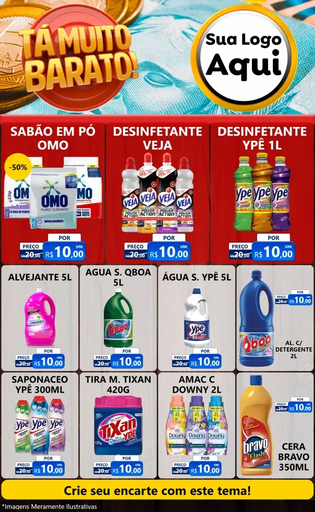 Modelo de Encarte para Encarte Grande com o tema Está Muito Barato para Produtos de Limpeza