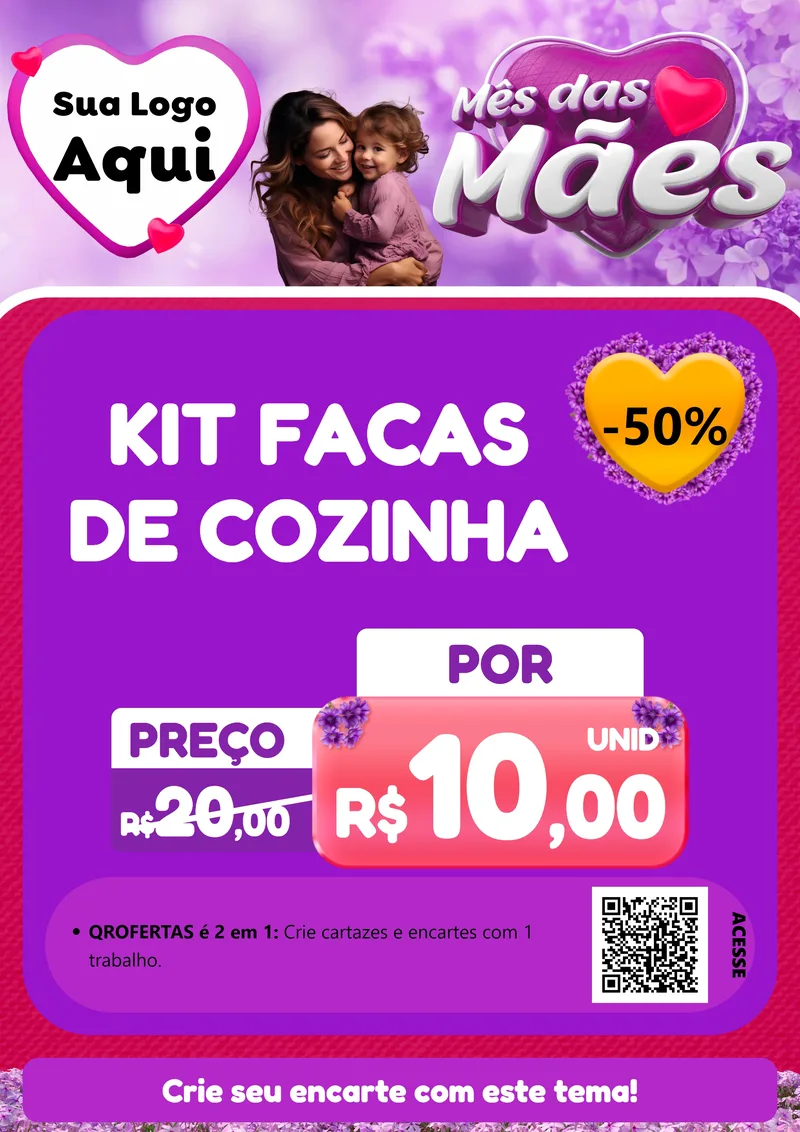 Modelo de Cartaz para Cartaz A4 Vertical com o tema Mês das Mães para Utilidades Domésticas