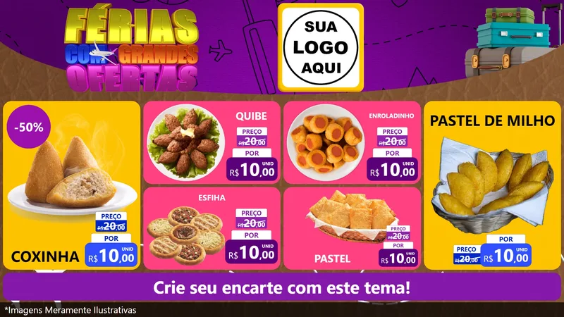 Modelo de TV para TV Horizontal com o tema Férias com Grandes Ofertas para Salgadaria