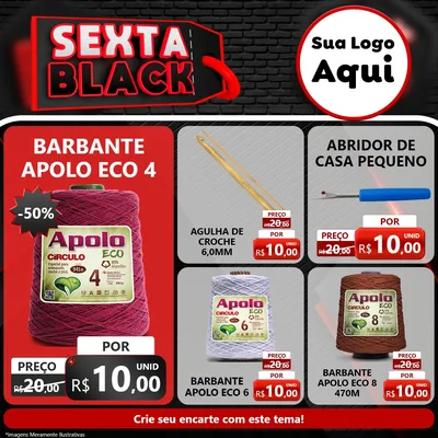 Modelo de Rede Social para Feed Facebook com o tema Sexta Black para Armarinho e Aviamentos
