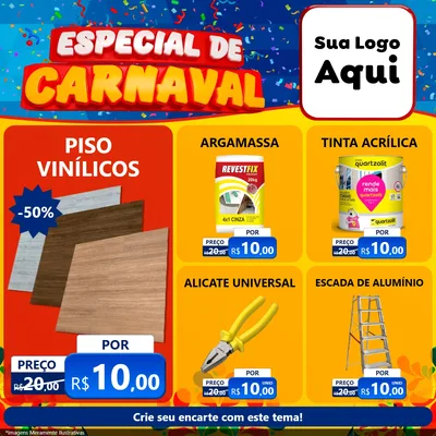 Modelo de Rede Social para Feed Facebook com o tema Especial de Carnaval para Material para Construção