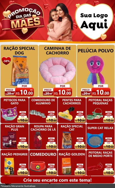 Modelo de Encarte para Encarte Grande com o tema Promoção Dia das Mães para Pet Shop