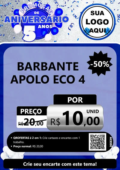 Modelo de Cartaz para Cartaz A4 Vertical com o tema Promoção de Aniversário - 5 Anos para Armarinho e Aviamentos