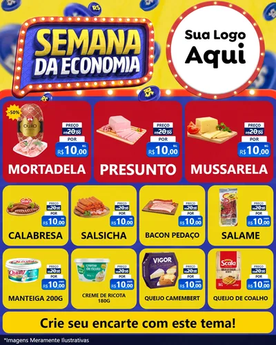 Modelo de Rede Social para Feed Instagram com o tema Semana da Economia para Frios e Laticínios
