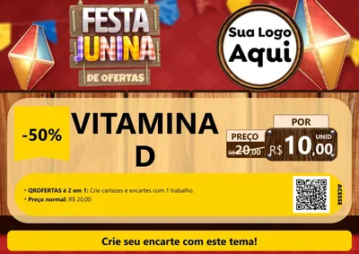 Modelo de Cartaz para Cartaz A4 Horizontal com o tema Festa Junina de Ofertas para Farmácia