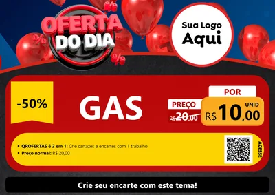 Modelo de Cartaz para Cartaz A4 Horizontal com o tema Oferta do Dia para Água e gás