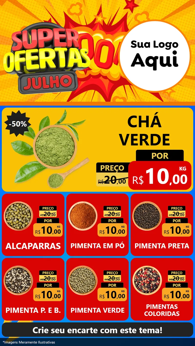 Modelo de Rede Social para Stories com o tema Super Ofertas Julho para Produtos Naturais