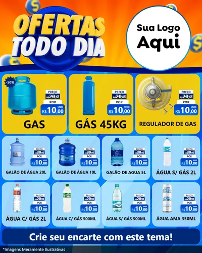 Modelo de Rede Social para Feed Instagram com o tema Ofertas Todo Dia para Água e gás