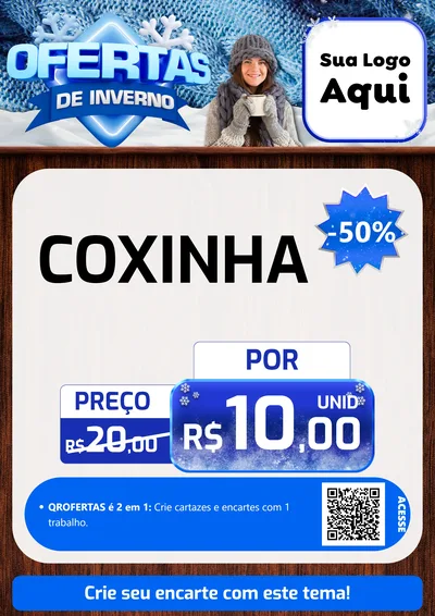 Modelo de Cartaz para Cartaz A4 Vertical com o tema Ofertas de Inverno para Salgadaria