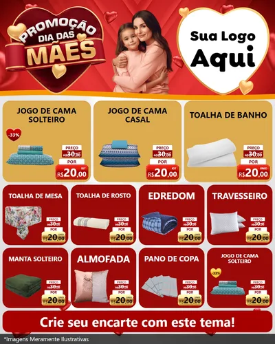 Modelo de Rede Social para Feed Instagram com o tema Promoção Dia das Mães para Cama, Mesa e Banho