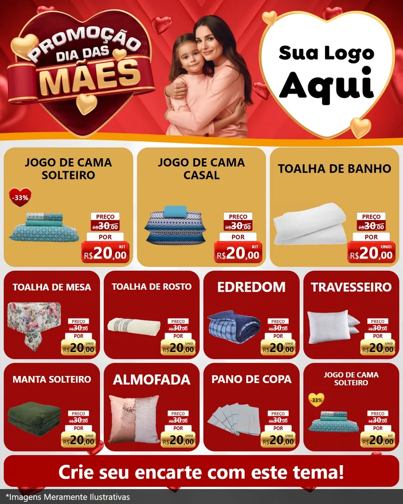 Modelo de Rede Social para Feed Instagram com o tema Promoção Dia das Mães para Cama, Mesa e Banho