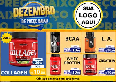 Modelo de Encarte para Encarte A4 Horizontal com o tema Dezembro de Preço Baixo para Suplementos alimentares