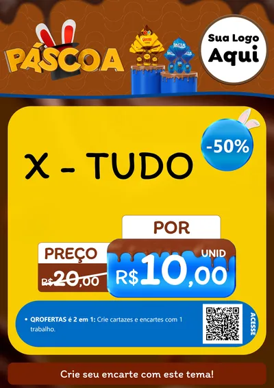 Modelo de Cartaz para Cartaz A4 Vertical com o tema Páscoa para Hamburgueria