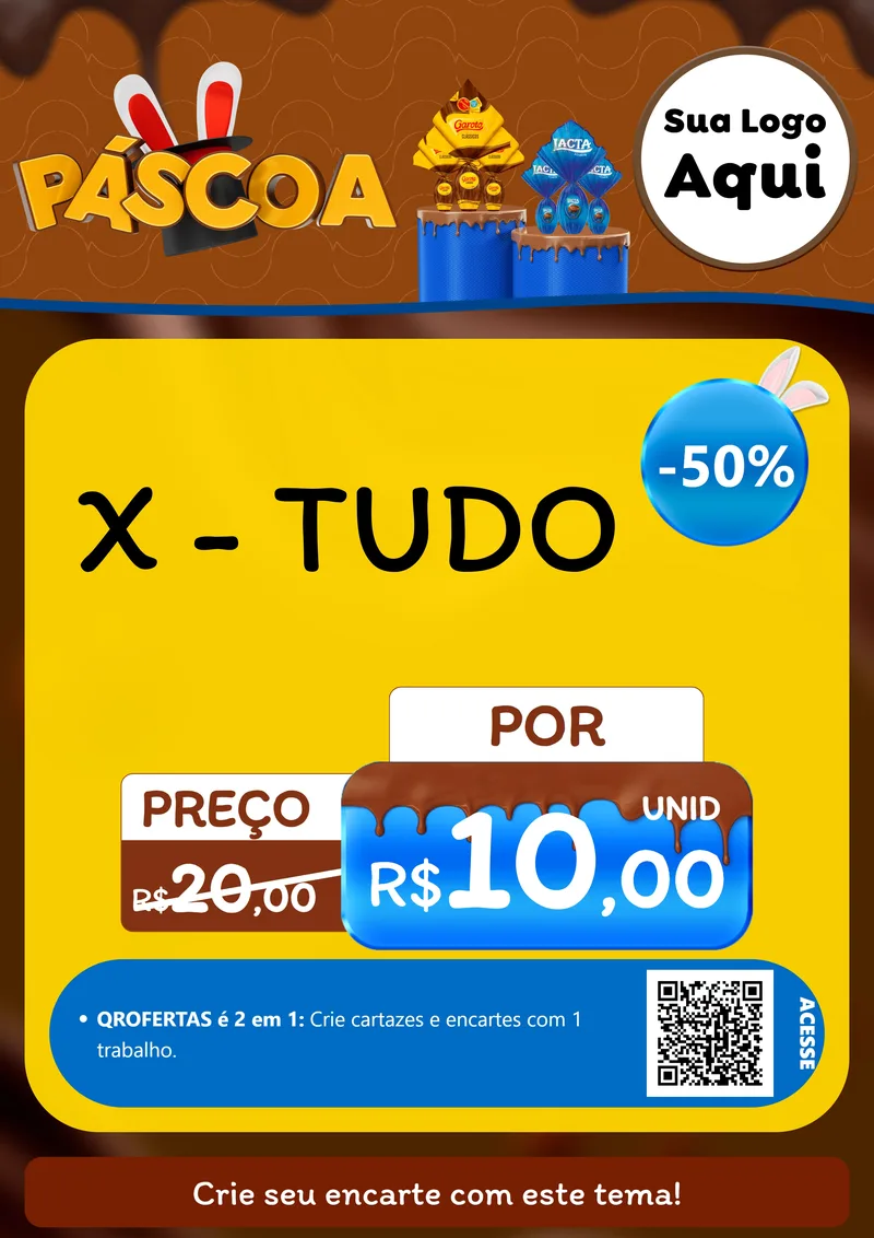 Modelo de Cartaz para Cartaz A4 Vertical com o tema Páscoa para Hamburgueria
