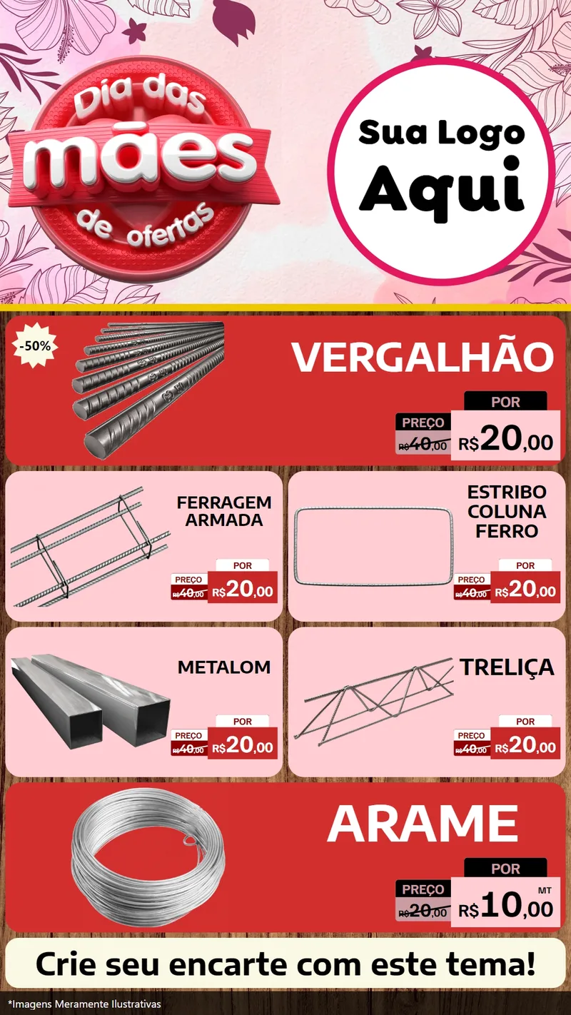 Modelo de TV para TV Vertical com o tema Dia Das Mães De Ofertas para Ferragens