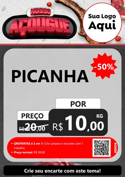 Modelo de Cartaz para Cartaz A4 Vertical com o tema Nosso Açougue para Açougue