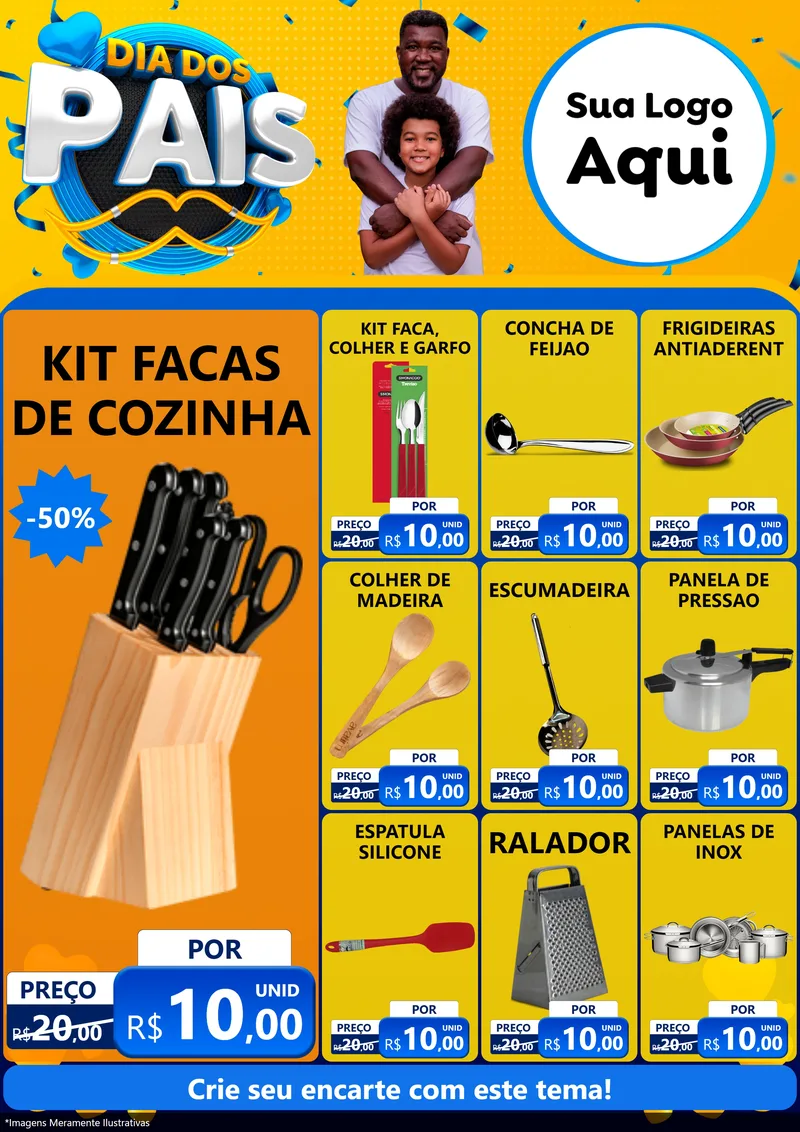 Modelo de Encarte para Encarte A4 Vertical com o tema Dia dos Pais para Utilidades Domésticas