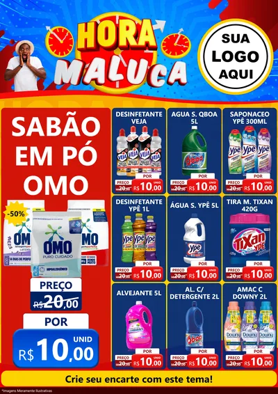 Modelo de Encarte para Encarte A4 Vertical com o tema Hora Maluca para Produtos de Limpeza