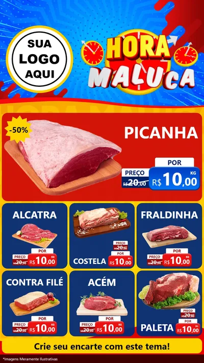 Modelo de Rede Social para Stories com o tema Hora Maluca para Açougue