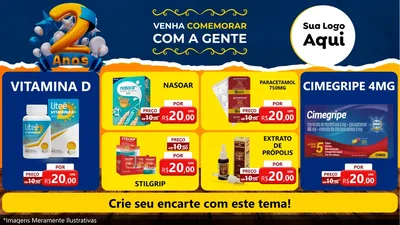 Modelo de TV para TV Horizontal com o tema Aniversário de 2 anos para Farmácia