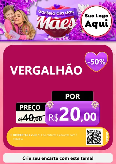 Modelo de Cartaz para Cartaz A4 Vertical com o tema Sorteio Dia das Mães para Ferragens