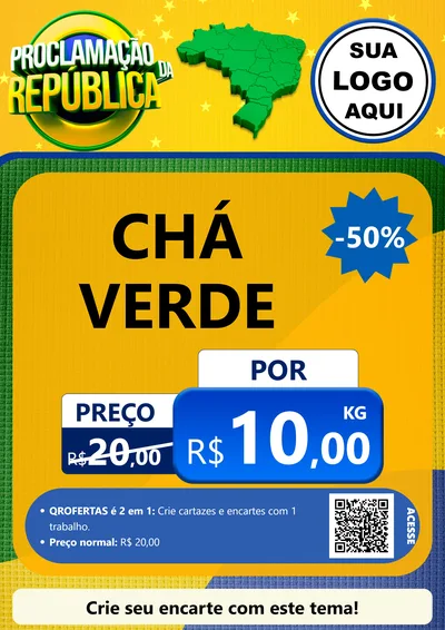 Modelo de Cartaz para Cartaz A4 Vertical com o tema Proclamação da República para Produtos Naturais