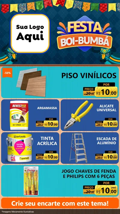 Modelo de TV para TV Vertical com o tema Festa Boi Bumbá para Material para Construção