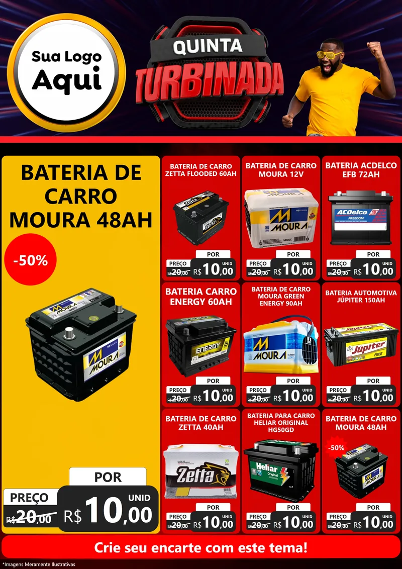 Modelo de Encarte para Encarte A4 Vertical com o tema Quinta Turbinada para Baterias Elétricas