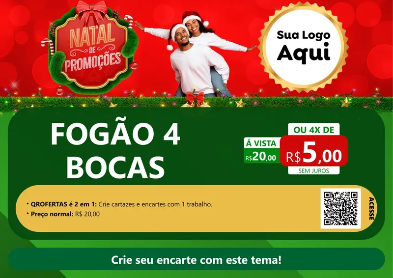 Modelo de Cartaz para Cartaz A4 Horizontal com o tema Natal de Promoções para Móveis e Eletro