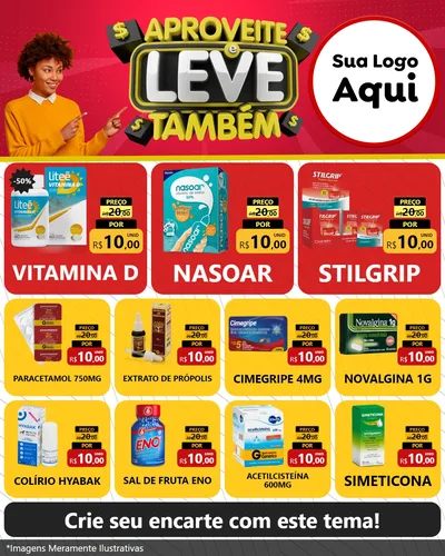 Modelo de Rede Social para Feed Instagram com o tema Aproveite e Leve Também para Farmácia