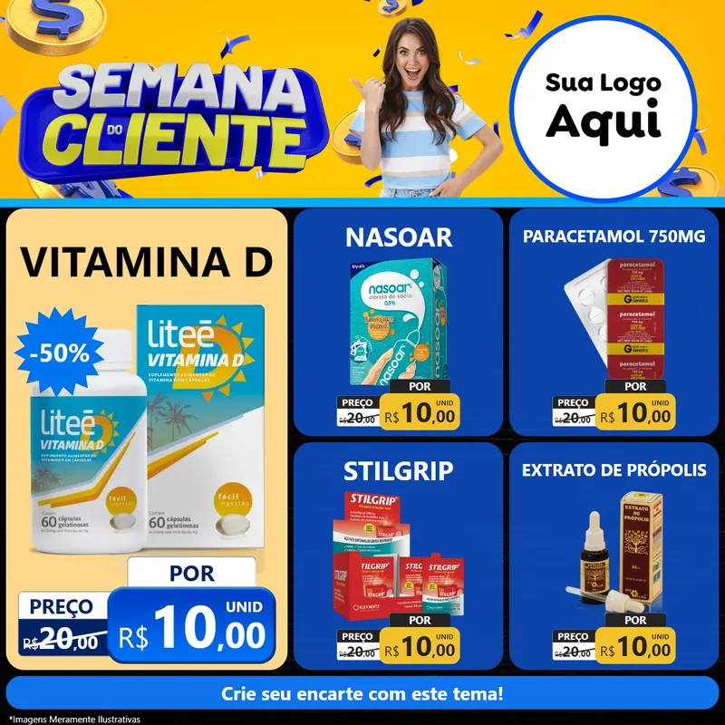 Modelo de Rede Social para Feed Facebook com o tema Semana do Cliente para Farmácia
