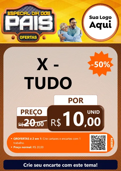 Modelo de Cartaz para Cartaz A4 Vertical com o tema Especial Dia dos Pais para Hamburgueria