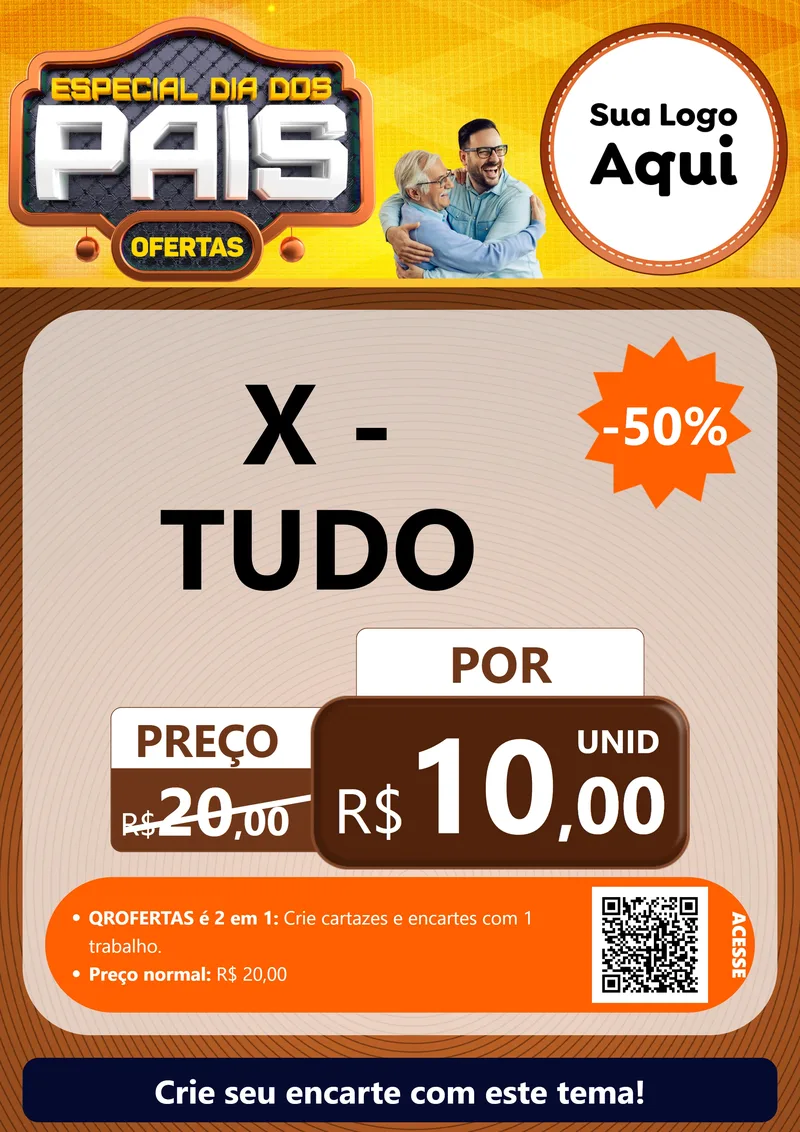 Modelo de Cartaz para Cartaz A4 Vertical com o tema Especial Dia dos Pais para Hamburgueria