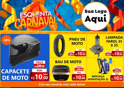 Modelo de Encarte para Encarte A4 Horizontal com o tema Esquenta de Carnaval para Moto peças