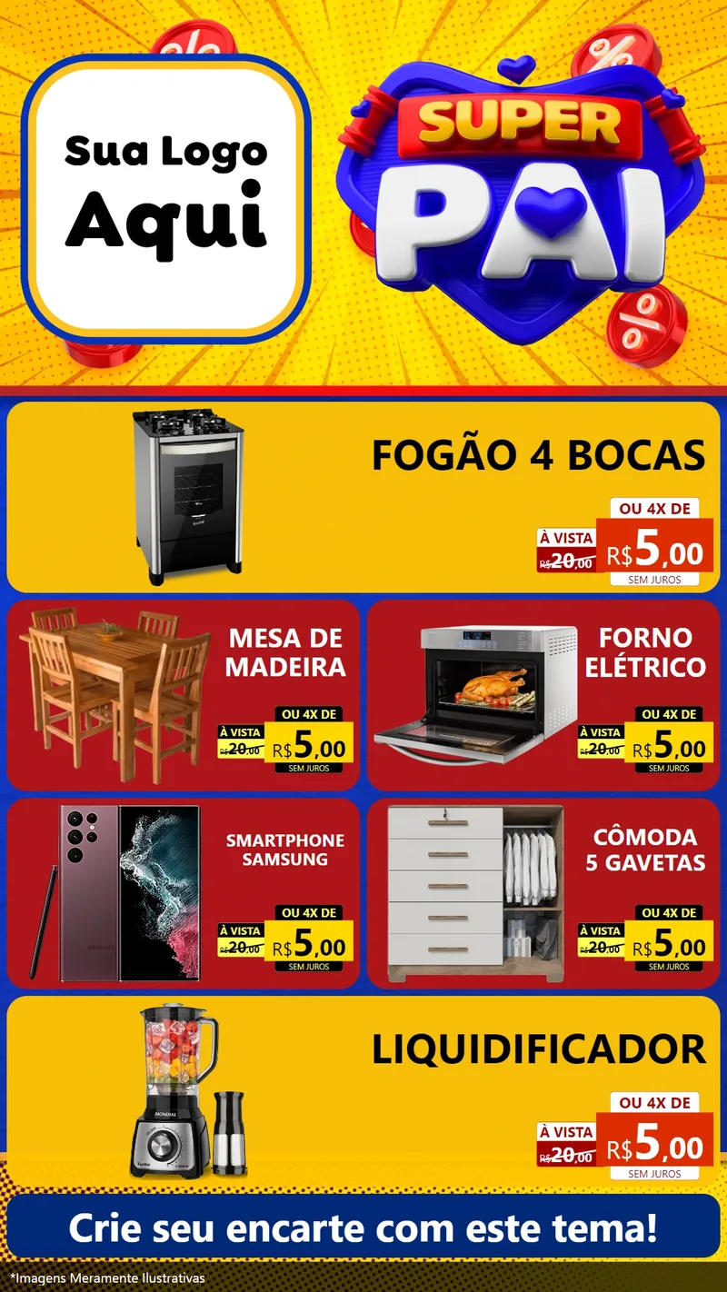 Modelo de TV para TV Vertical com o tema Super Pai para Móveis e Eletro