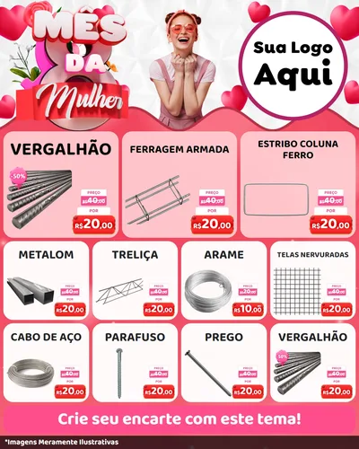 Modelo de Rede Social para Feed Instagram com o tema Mês da Mulher para Ferragens