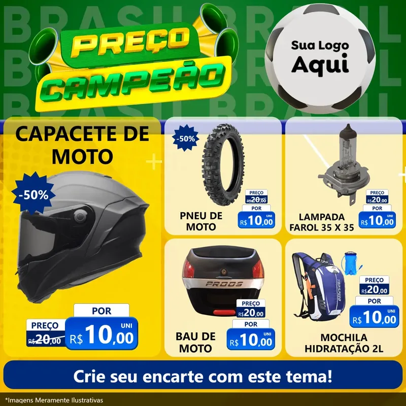Modelo de Rede Social para Feed Facebook com o tema Preço Campeão - Copa para Moto peças